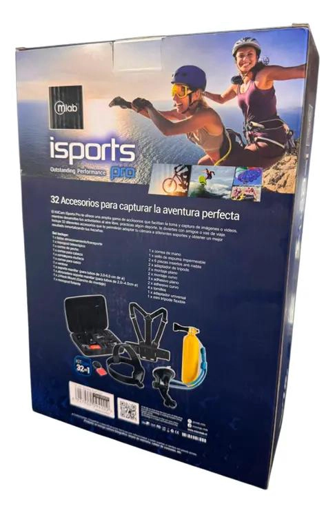 KIT 32 EN 1 ACCESORIOS PARA CAMARAS DEPORTIVAS NEGRO - 2