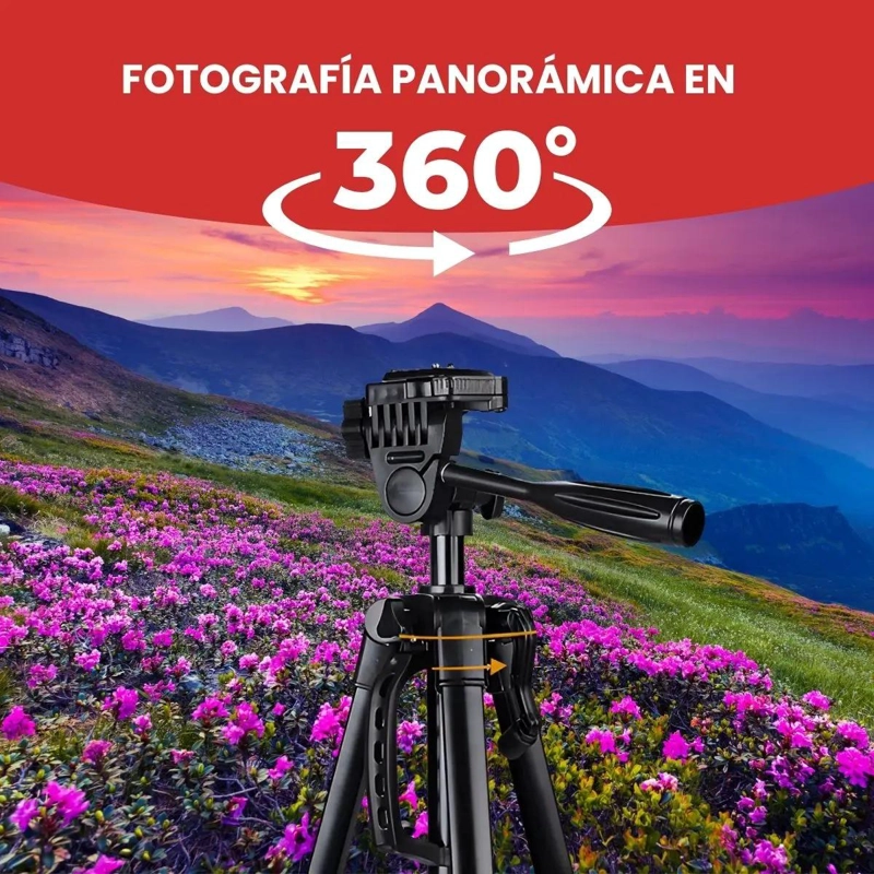 TRIPODE PROFESIONAL PARA CAMARA Y CELULAR COLOR NEGRO - 5