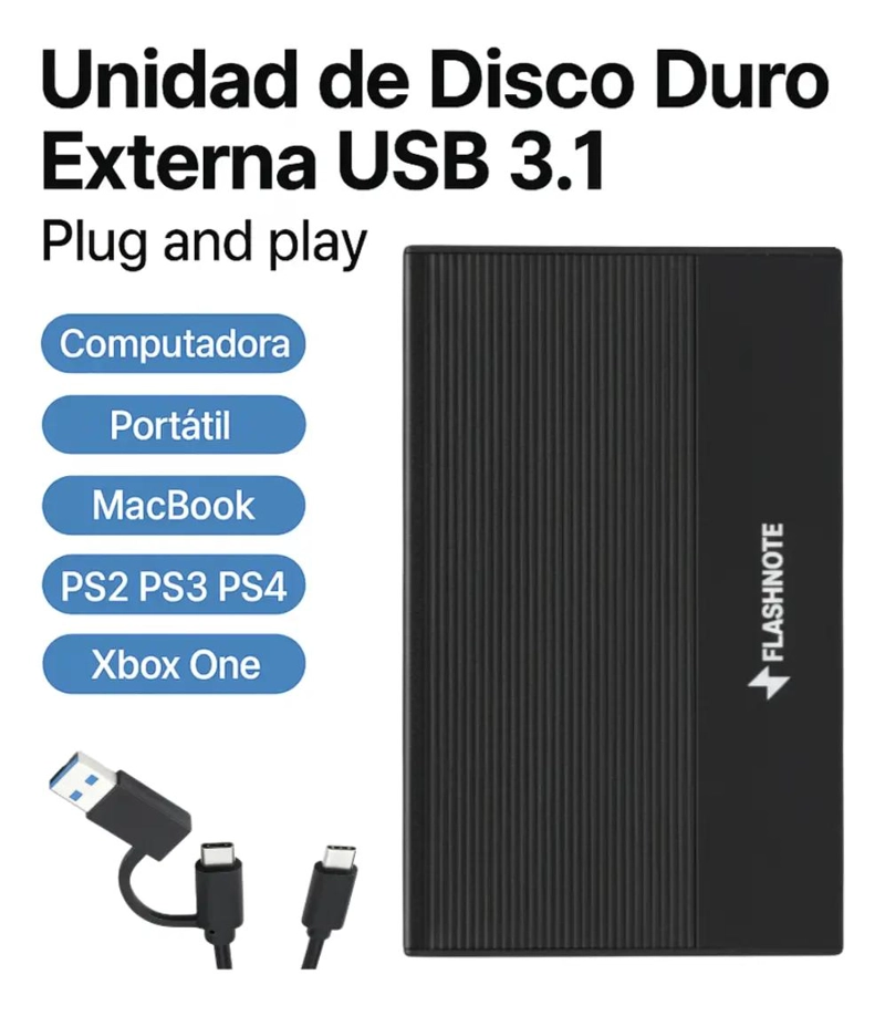 DISCO DURO EXTERNO 500GB USB 3.1 TIPO C ALUMINIO - 3