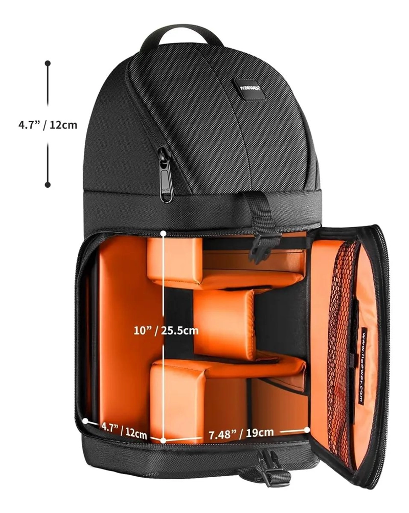 MOCHILA BANDOLERA PARA CAMARA COLOR NARANJA - 2