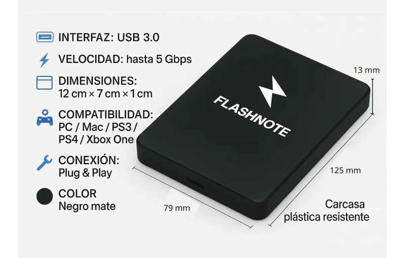 DISCO DURO EXTERNO 1TB USB 3.0 COMPATIBLE PC PS4 - 2