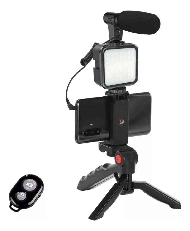 KIT VLOGGER MOVIL CON SOPORTE ESTABILIZADOR, LUZ LED YMIC - 3