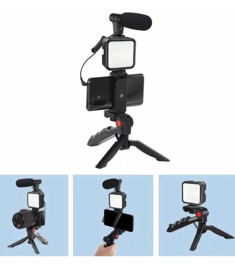 KIT VLOGGER MOVIL CON SOPORTE ESTABILIZADOR, LUZ LED YMIC - 2