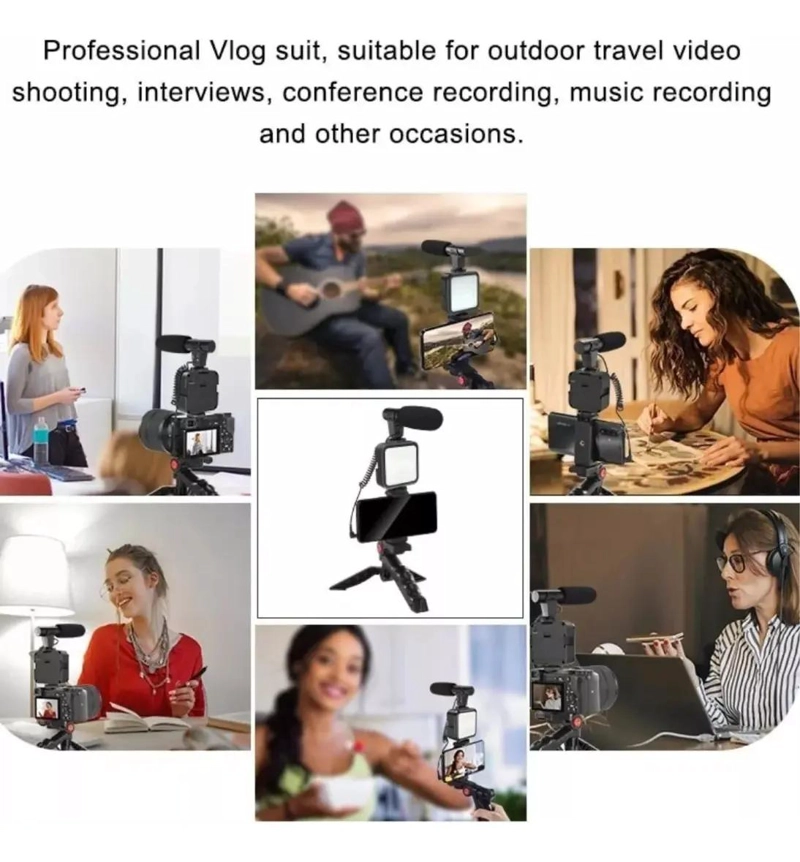 KIT VLOGGER MOVIL CON SOPORTE ESTABILIZADOR, LUZ LED YMIC - 3