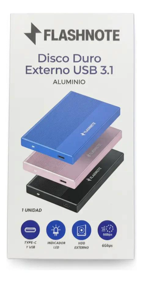 DISCO DURO EXTERNO 1TB USB 3.1 TIPO C ALUMINIO - 5