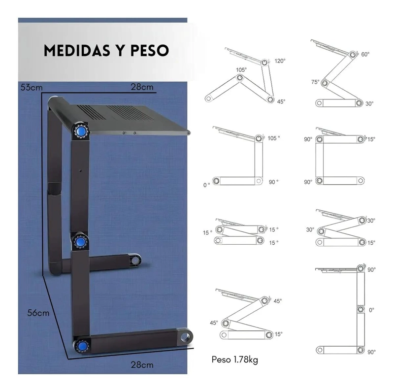 MESA PLEGABLE PARA NOTEBOOK CON VENTILADOR GRANDE - 3