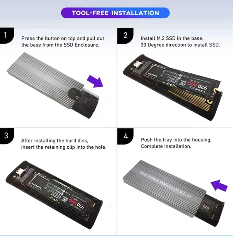 COFRE EXTERNO PARA DISCO SSD M.2 NVME PCIE USB 3.0 - 3