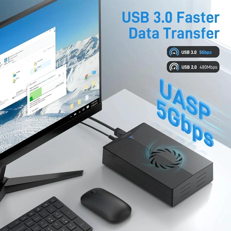 CAJA EXTERNA PARA DISCO DURO 3.5 HDD SSD CON VENTILADOR - 5