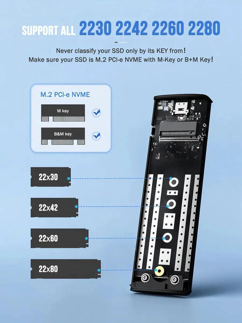 FUNDA PARA DISCO M.2 SSD NVME USB 3.1 TIPO C NEGRA - 2