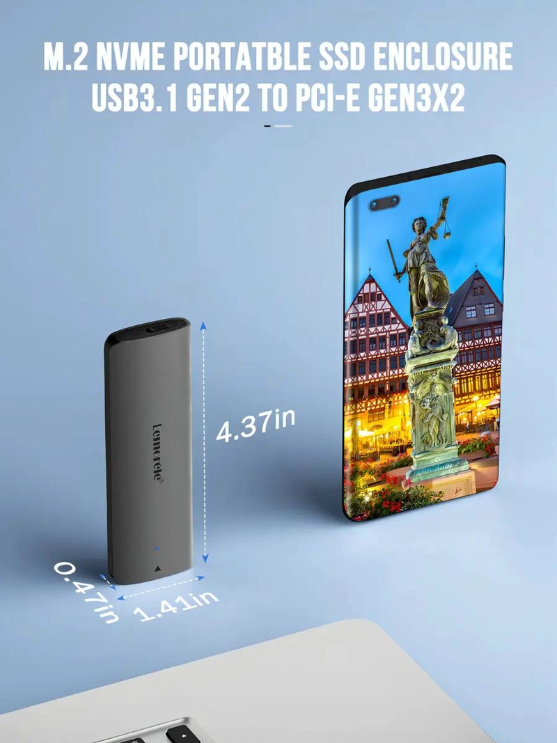 FUNDA PARA DISCO M.2 SSD NVME USB 3.1 TIPO C NEGRA - 4
