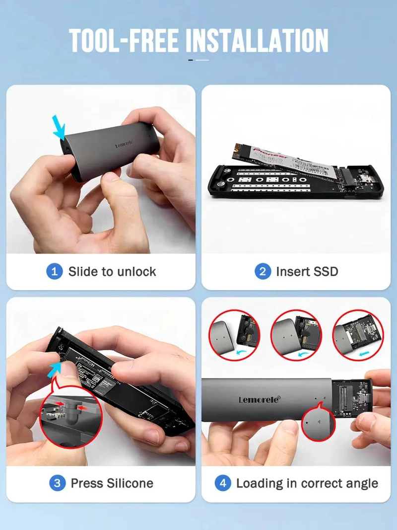 FUNDA PARA DISCO M.2 SSD NVME USB 3.1 TIPO C NEGRA - 5