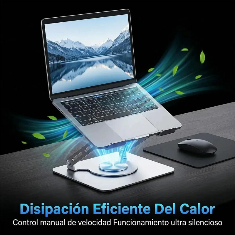SOPORTE PARA NOTEBOOK CON VENTILADOR AJUSTABLE 360° ACERO - 3
