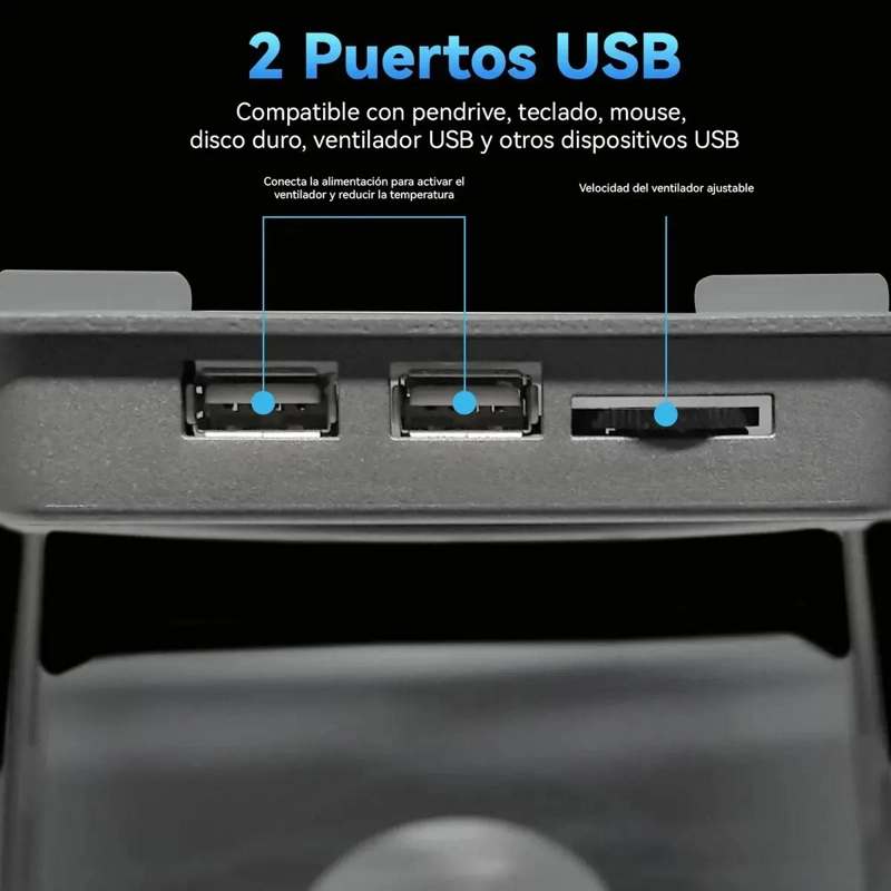 SOPORTE PARA NOTEBOOK CON VENTILADOR AJUSTABLE 360° ACERO - 4