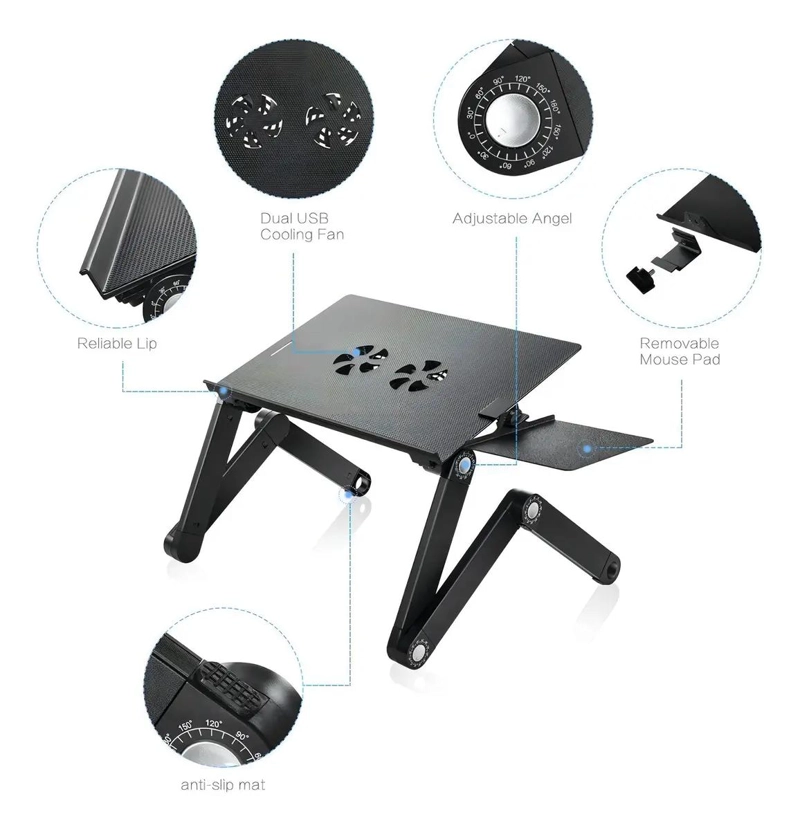 MESA PLEGABLE PARA LAPTOP CON VENTILADORES - 4