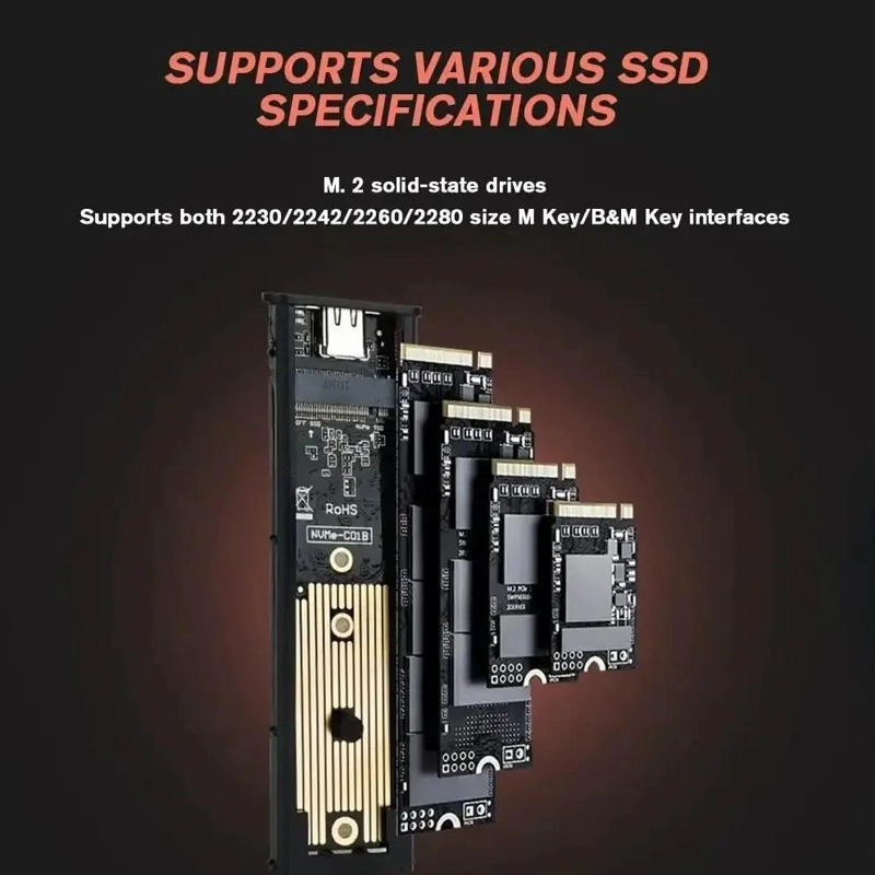 COFRE PARA DISCO DURO EXTERNO SSD M.2 NVME USB 3.1 TIPO C - 3