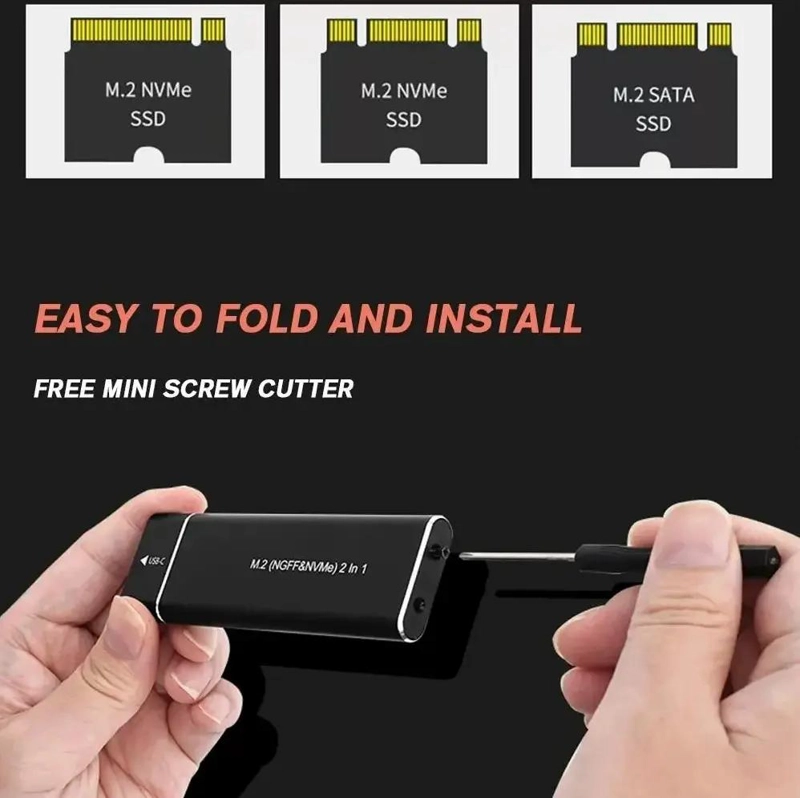 COFRE PARA DISCO DURO EXTERNO SSD M.2 NVME USB 3.1 TIPO C - 5