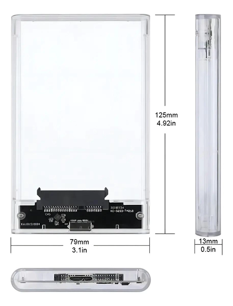 COFRE TRANSPARENTE PARA DISCO DURO SATA 2.5 USB 2.0 - 2