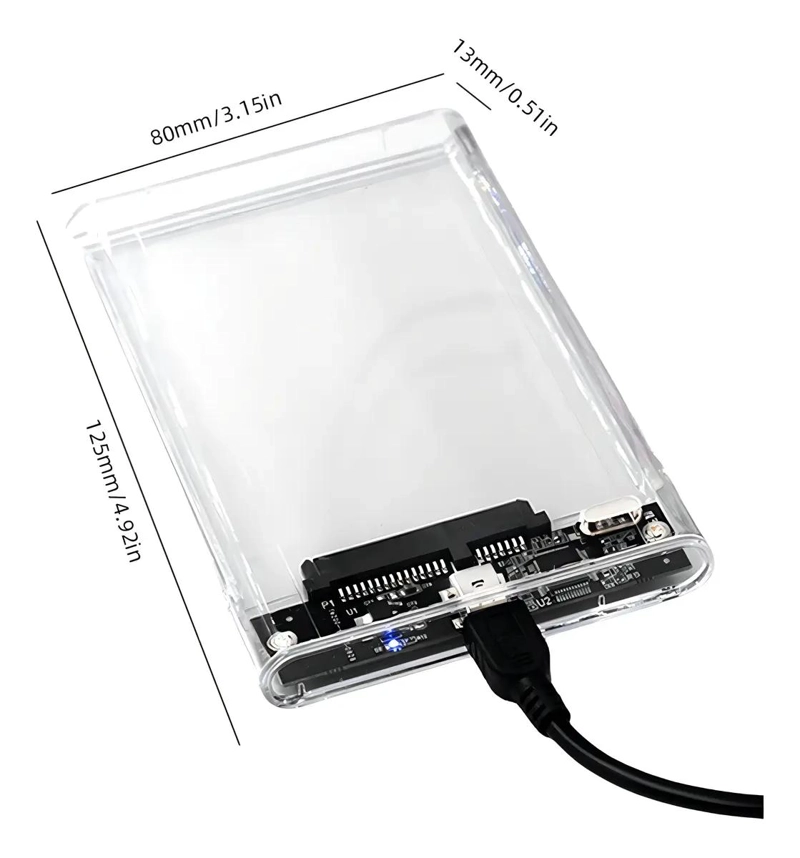 COFRE TRANSPARENTE PARA DISCO DURO SATA 2.5 USB 2.0 - 5