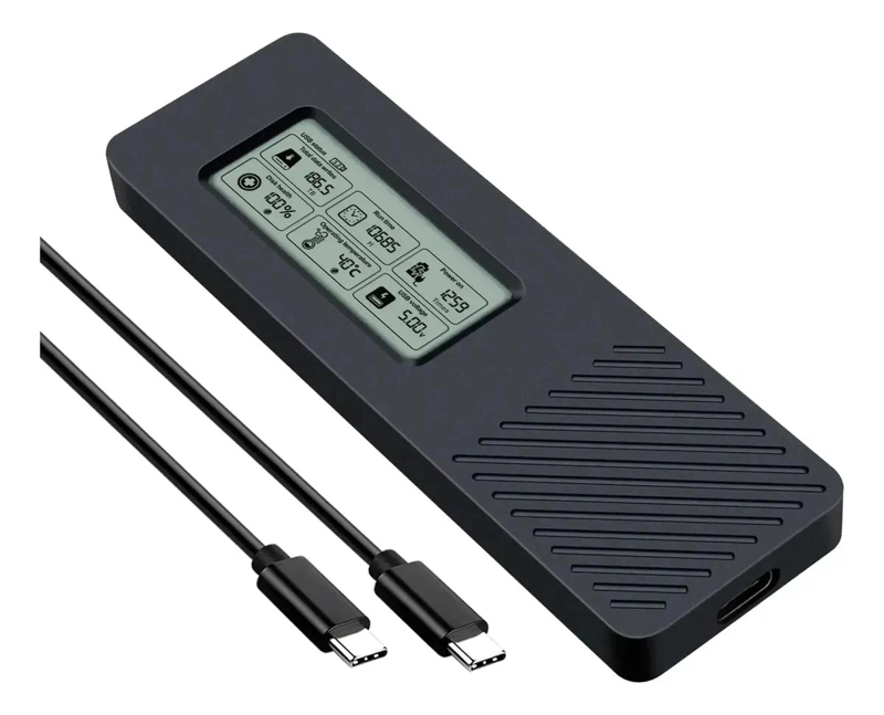 COFRE PARA SSD M.2 NVME CON USB-C Y PANTALLA LCD - 1