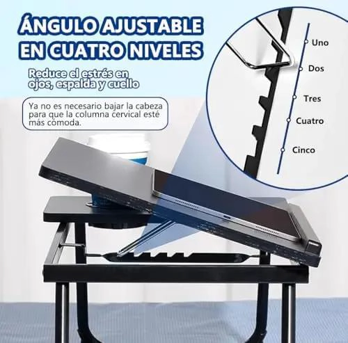 MESA PLEGABLE CON SOPORTE AJUSTABLE PARA LAPTOP - 5