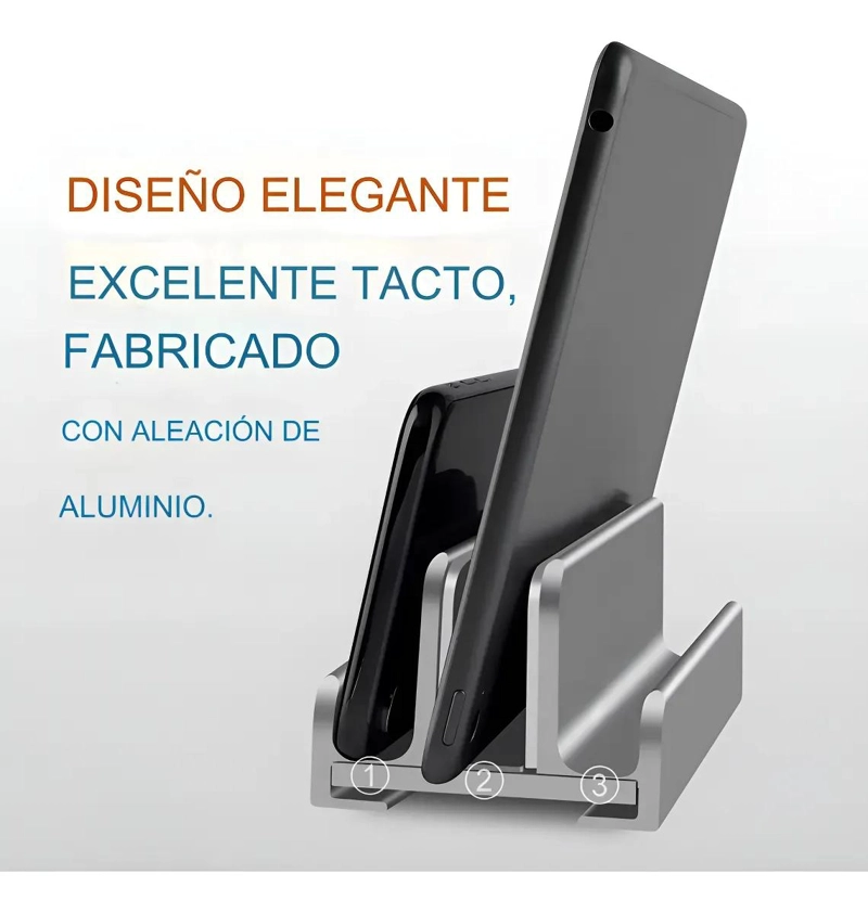 SOPORTE VERTICAL DE ALUMINIO PARA LAPTOP Y SMARTPHONE - 3