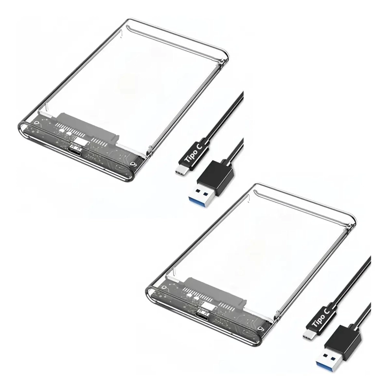 PACK 2 COFRES PARA DISCO DURO EXTERNO USB C3.1 HDD SSD - 1