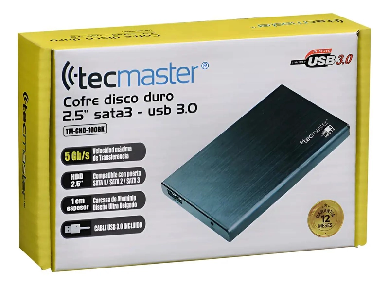 COFRE PARA DISCO DURO 2.5 SATA3 USB 3.0 ALUMINIO - 1
