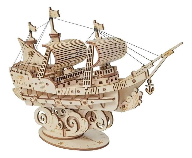 PUZZLE 3D BARCO DE MADERA 118 PIEZAS MODELO MERCANTE - 2