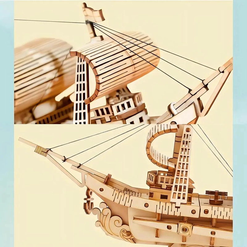PUZZLE 3D BARCO DE MADERA 118 PIEZAS MODELO MERCANTE - 5