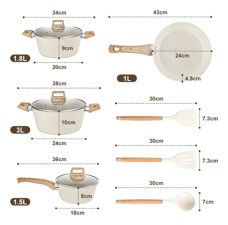 BATERIA DE COCINA 10 PIEZAS ALUMINIO ANTIADHERENTE - 2