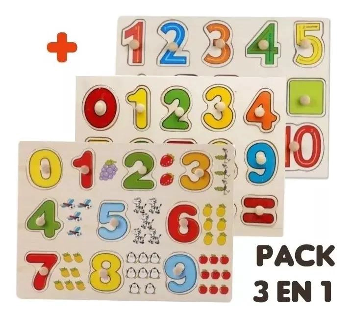 PACK 3 PUZZLES DE MADERA CON NUMEROS DIDACTICOS - 2