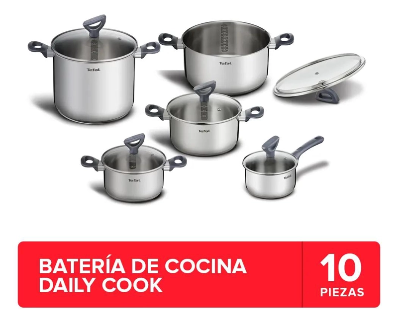SET DE 10 PIEZAS DE UTENSILIOS DE COCINA EN ACERO INOXIDABLE COLOR PLATEADO - 3