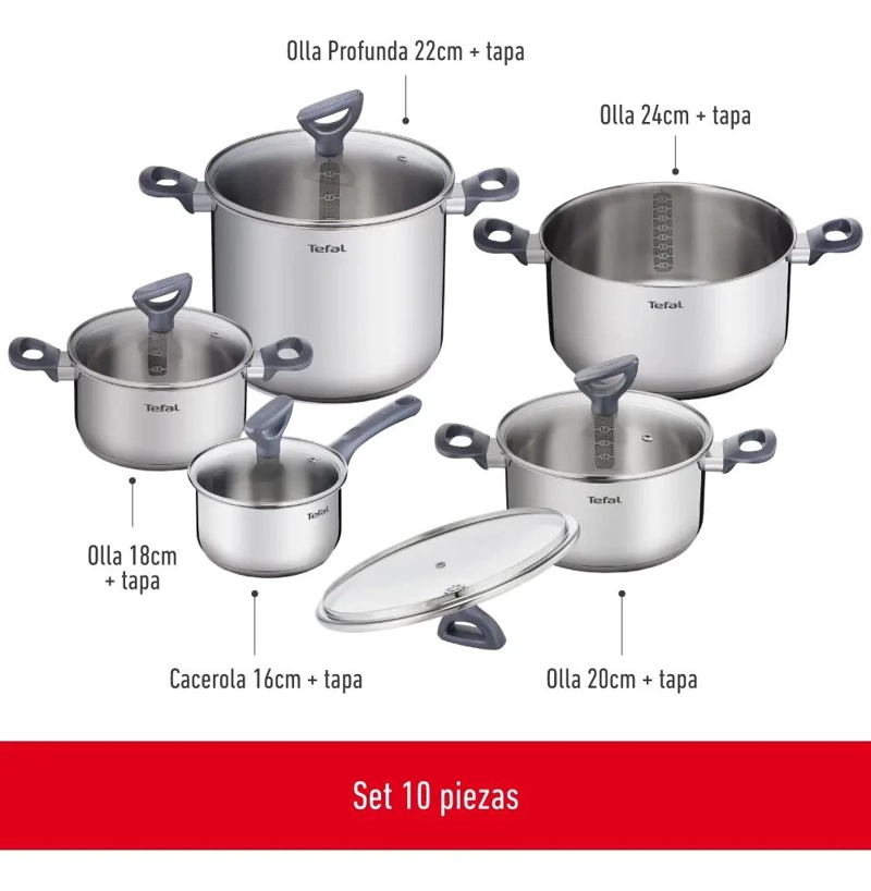 SET DE 10 PIEZAS DE UTENSILIOS DE COCINA EN ACERO INOXIDABLE COLOR PLATEADO - 5