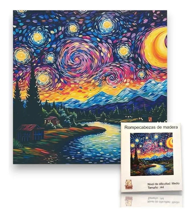 ROMPECABEZAS DE MADERA NOCHE ESTRELLADA VAN GOGH A4 - 1