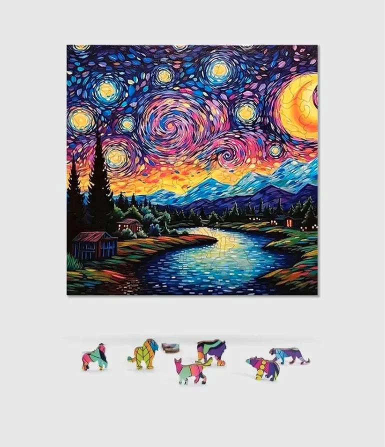 ROMPECABEZAS DE MADERA NOCHE ESTRELLADA VAN GOGH A4 - 3