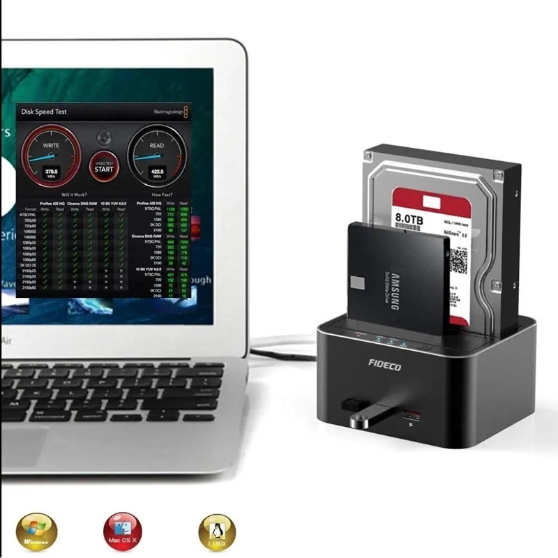 DOCKING STATION 2 BAHIAS CLONADOR SATA CON HUB USB 3.0 - 4