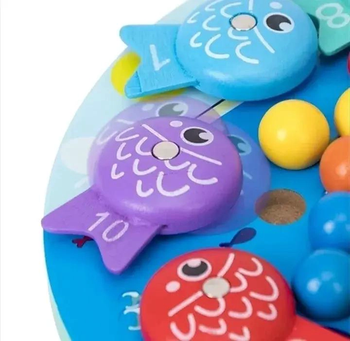 JUEGO DE PESCA MAGNE TICO DE MADERA PARA NIÑOS - 2