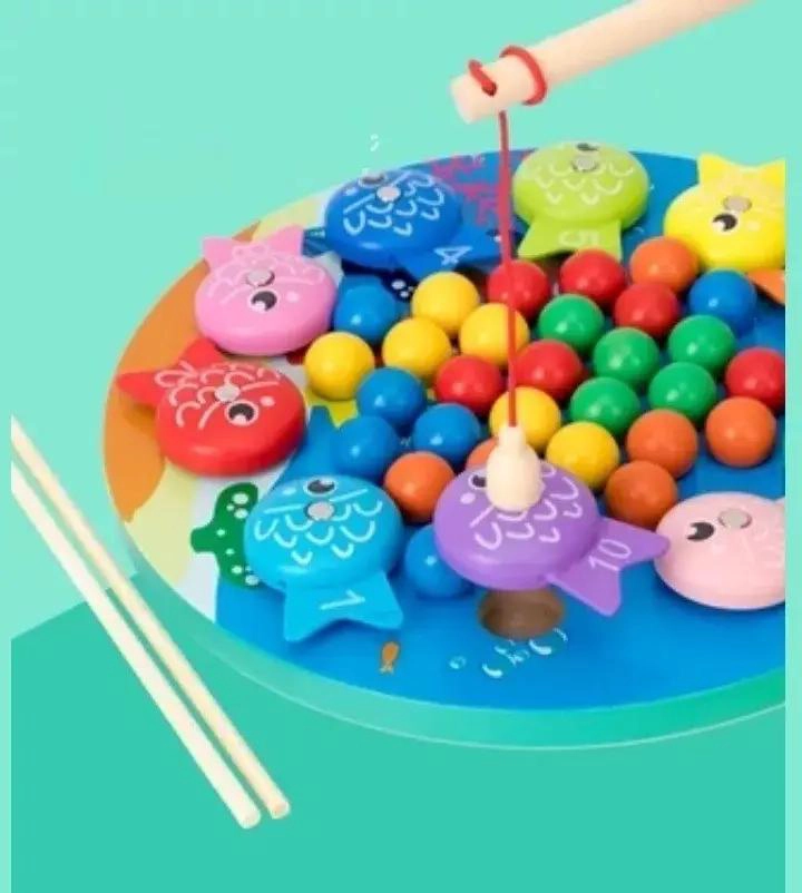 JUEGO DE PESCA MAGNE TICO DE MADERA PARA NIÑOS - 3
