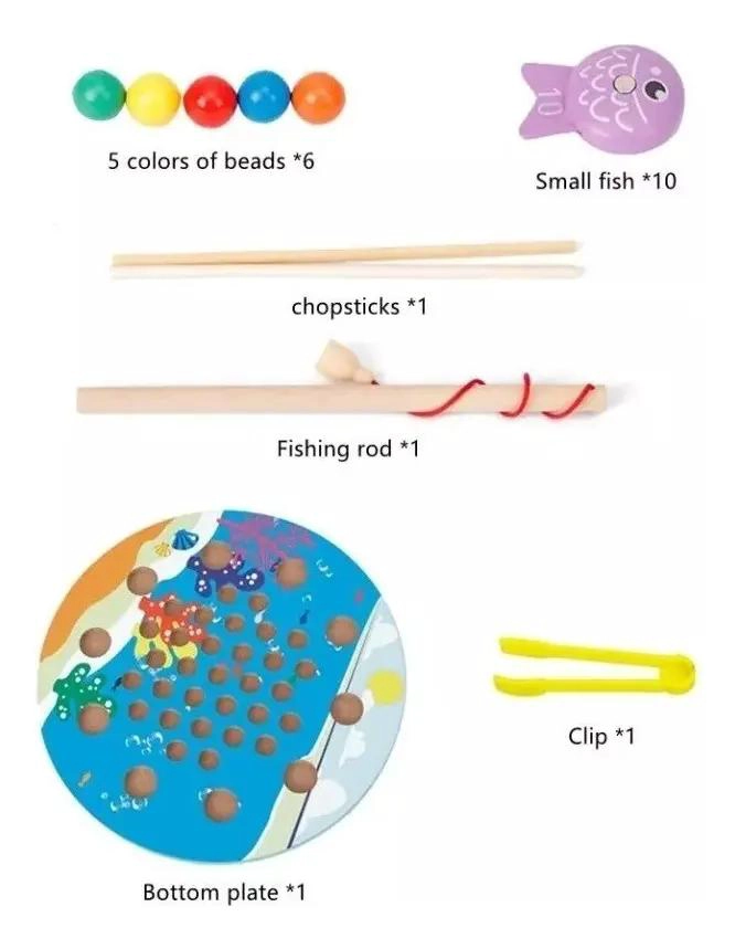 JUEGO DE PESCA MAGNE TICO DE MADERA PARA NIÑOS - 4