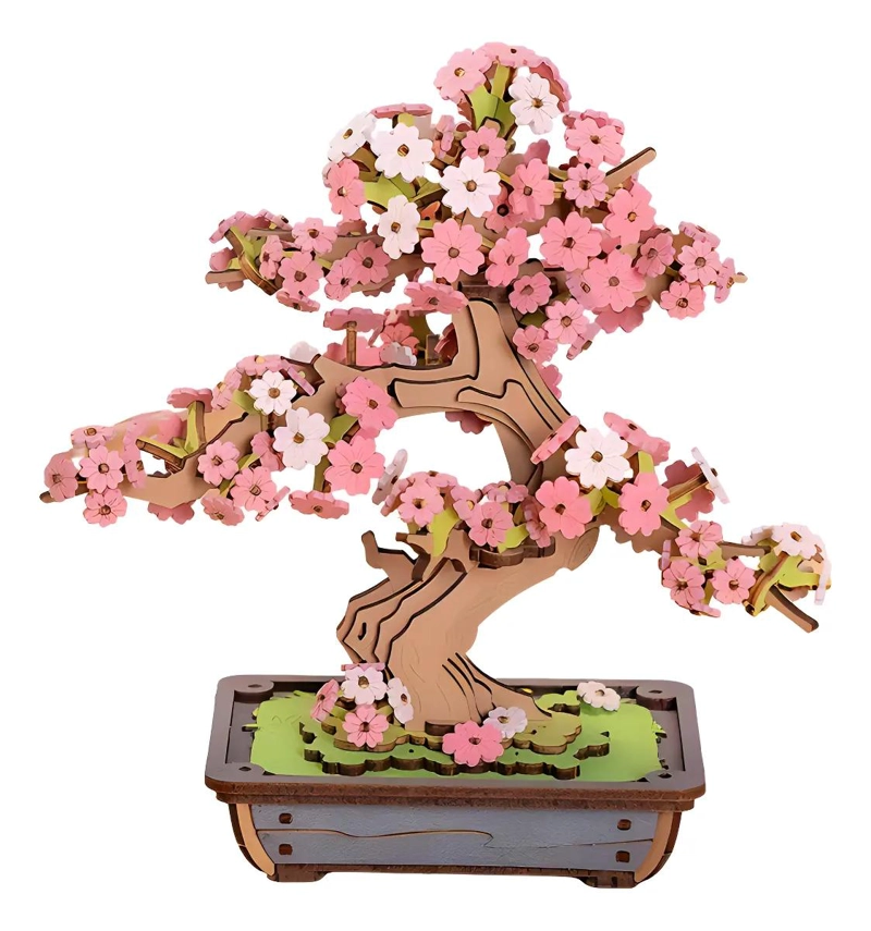 PUZZLE 3D DE MADERA SAKURA BONSAI ARTE JAPONE S - 1