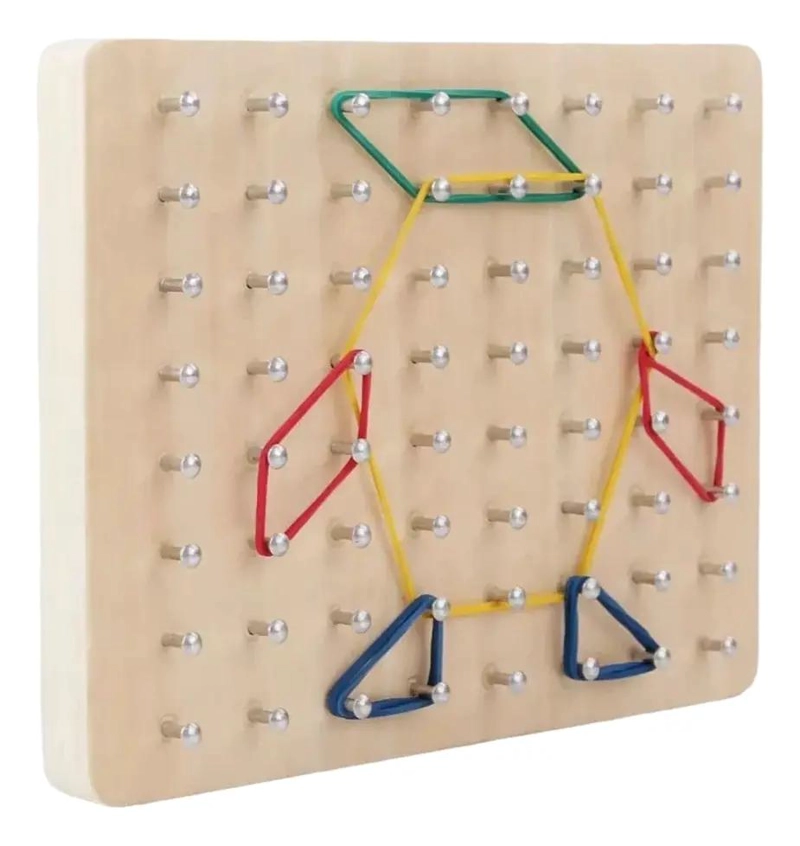 JUGUETES DE MADERA CON GEOPLANOS Y TARJETAS DE PATRONES - 1
