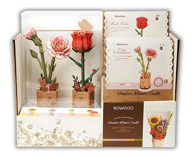 ROMPECABEZAS 3D DE MADERA CLAVEL ROSADO 124 PIEZAS - 3