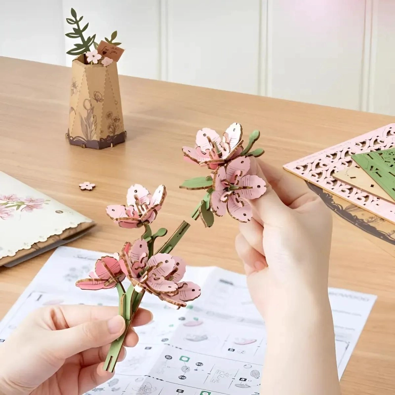 PUZZLE 3D DE MADERA FLOR SAKURA DECORATIVO - 2