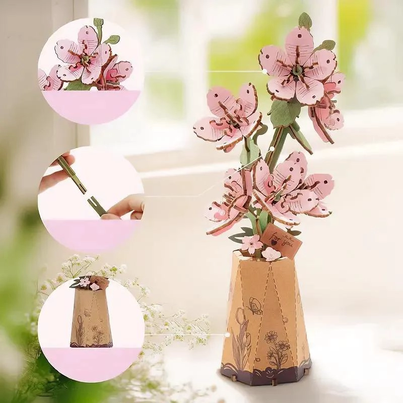 PUZZLE 3D DE MADERA FLOR SAKURA DECORATIVO - 3