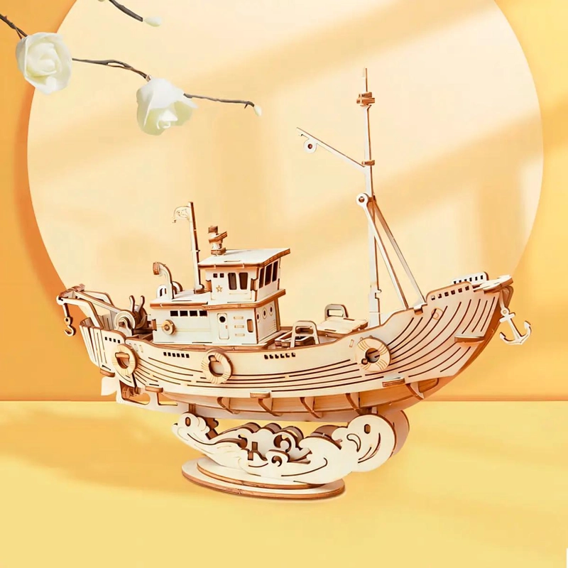 PUZZLE 3D BARCO PESQUERO DE MADERA 104 PIEZAS - 2