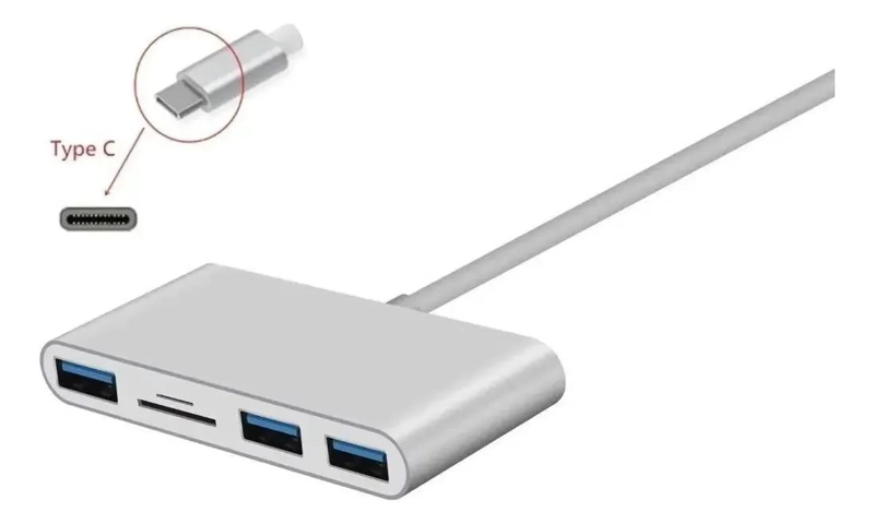GENÉRICO ADAPTADOR 5 EN 1 TYPE C A USB 3.0 Y TARJETAS SD