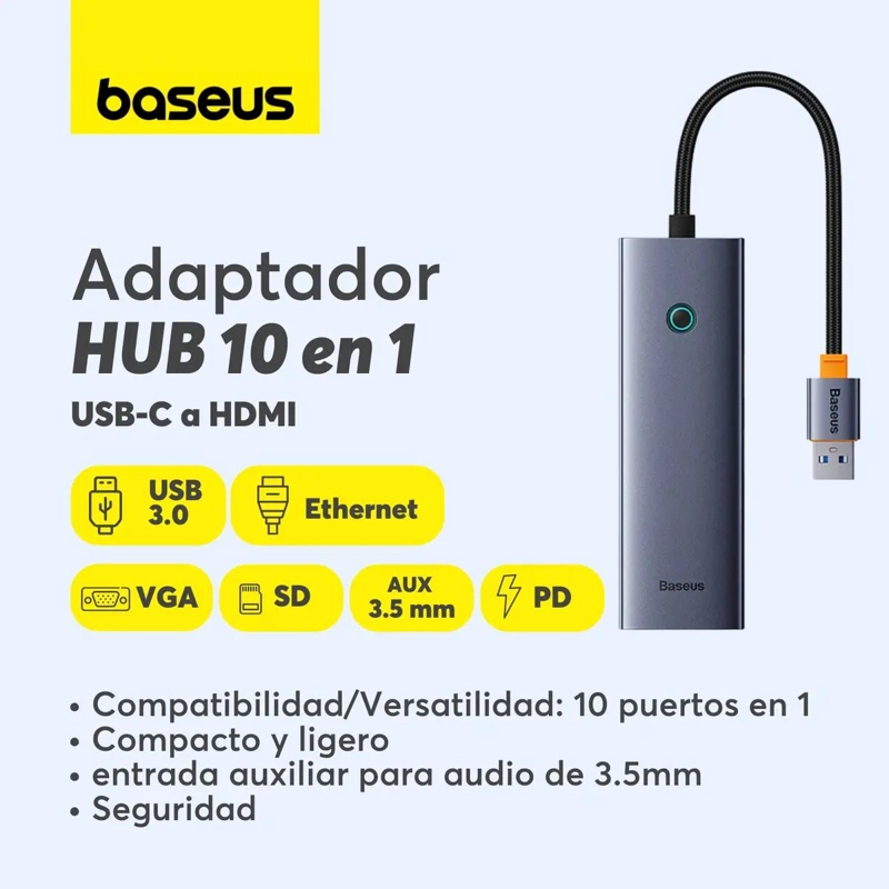 HUB USB-C 10 EN 1 CON HDMI, USB 3.0, VGA Y MAS - 2