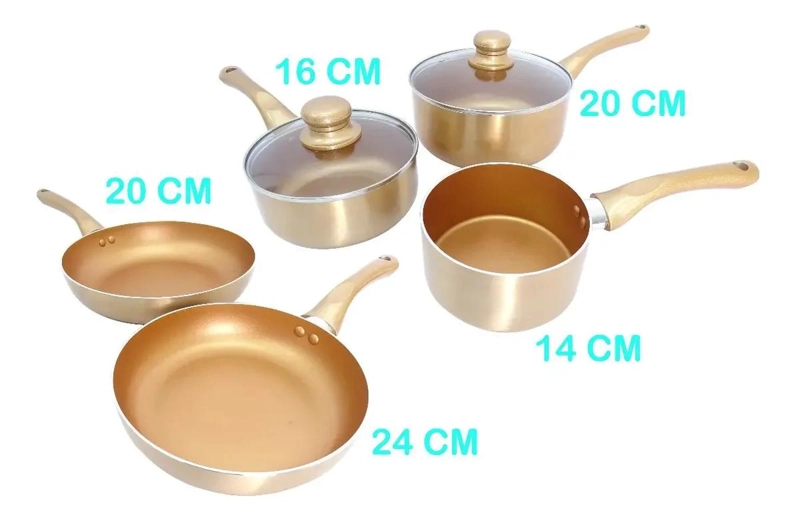 SET 5 PIEZAS OLLAS Y SARTENES CERAMICA Y COBRE - 2