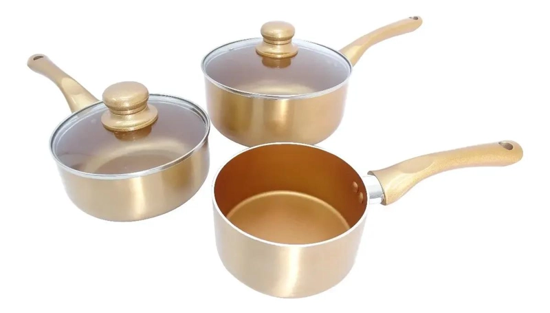 SET 5 PIEZAS OLLAS Y SARTENES CERAMICA Y COBRE - 5