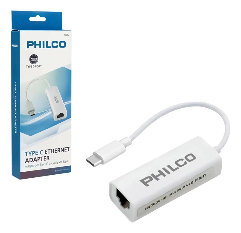 GENÉRICO ADAPTADOR TIPO C A CABLE DE RED RJ45 COLOR BLANCO
